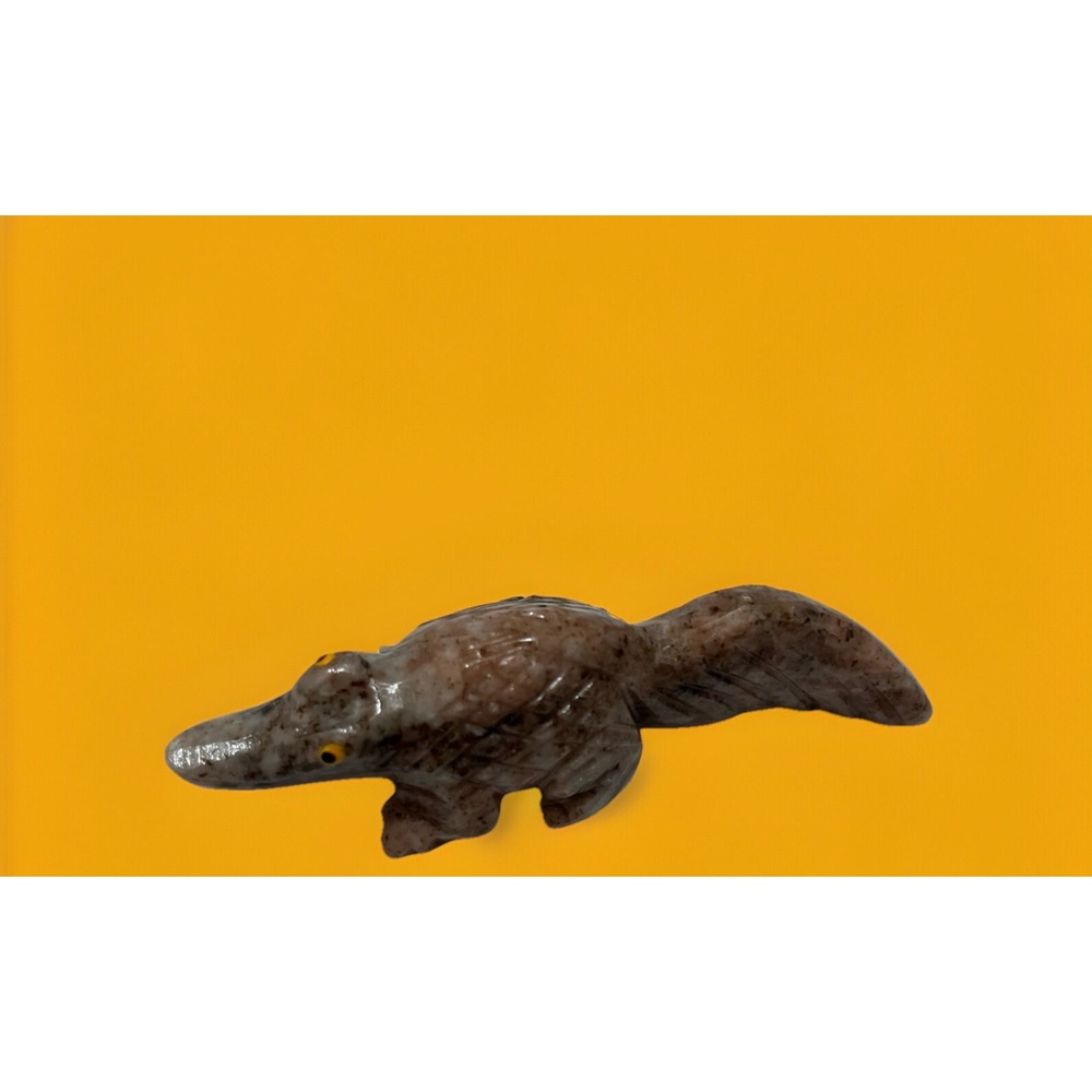 Alligator Handcrafted Stone Carved Animal Natural Rock‎ Mineral Carving Fetish